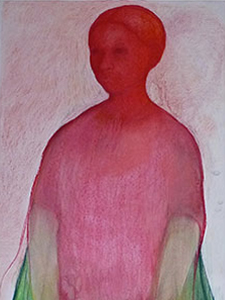 Rode vrouw, 2014, 150x50, Soft & oliepastel